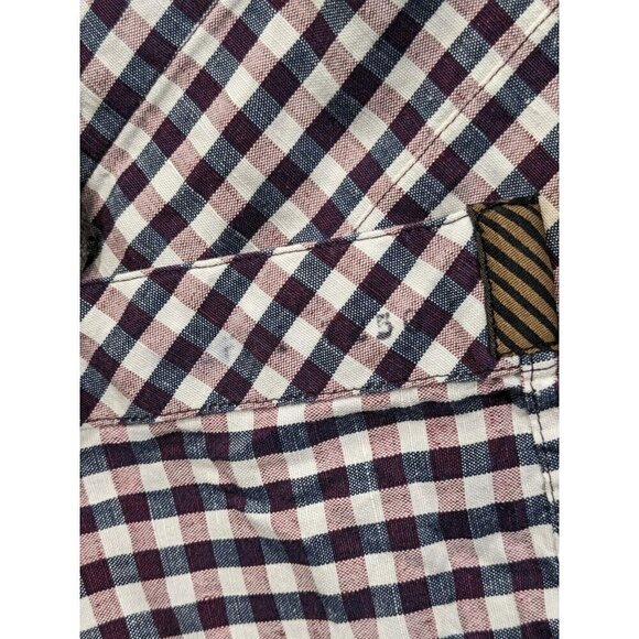 Billy Reid Shirt XL Standard Cut Linen Blend? Long Sleeve Button Colorful Check - Picture 13 of 14